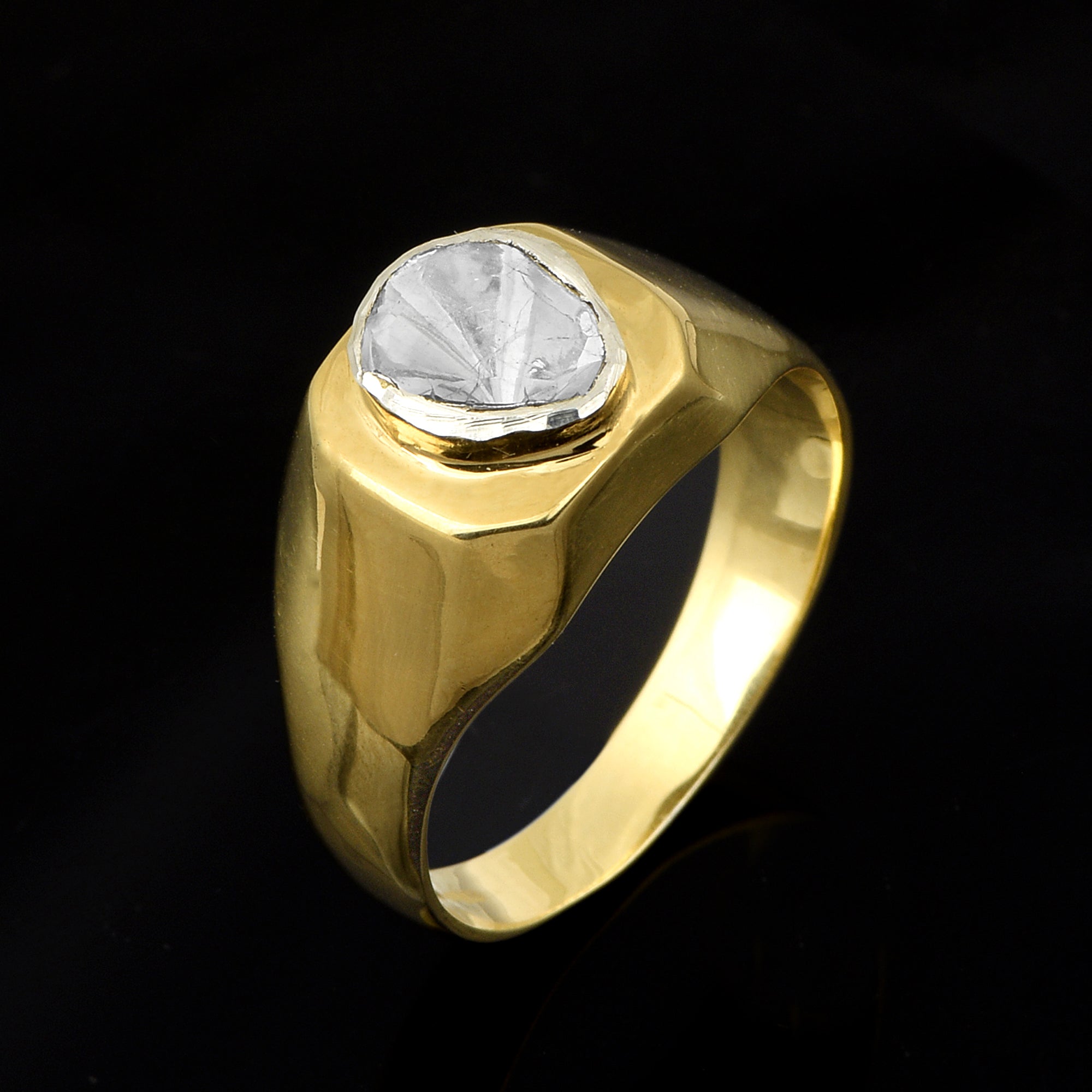 0.50 CTW Natural Diamond Polki Men Solitaire Ring 925 Sterling Silver