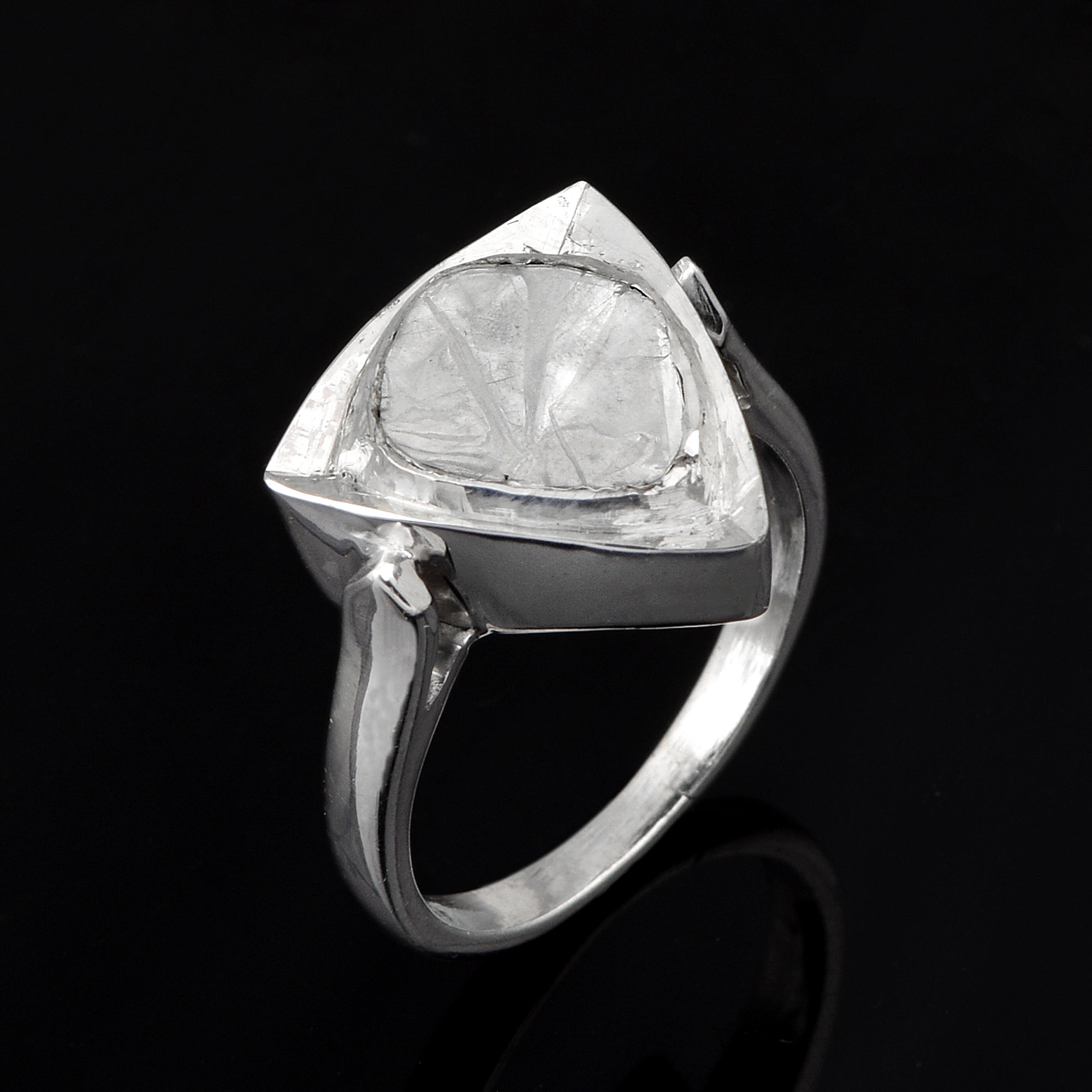 0.50 CTW Natural Diamond Polki Men Solitaire Triangular Ring