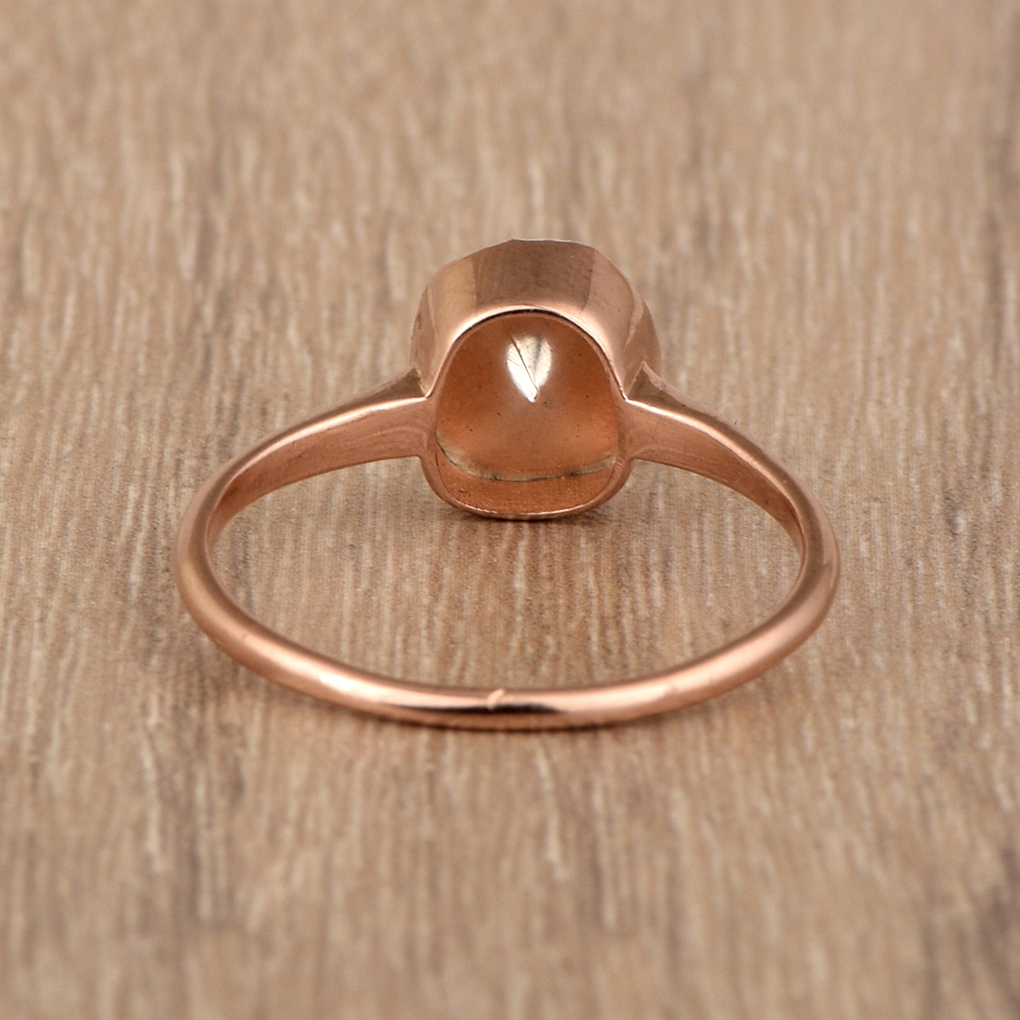 0.35 CTW Natural Diamond Polki Solitaire Handmade Ring, 14K Rose Gold Plated