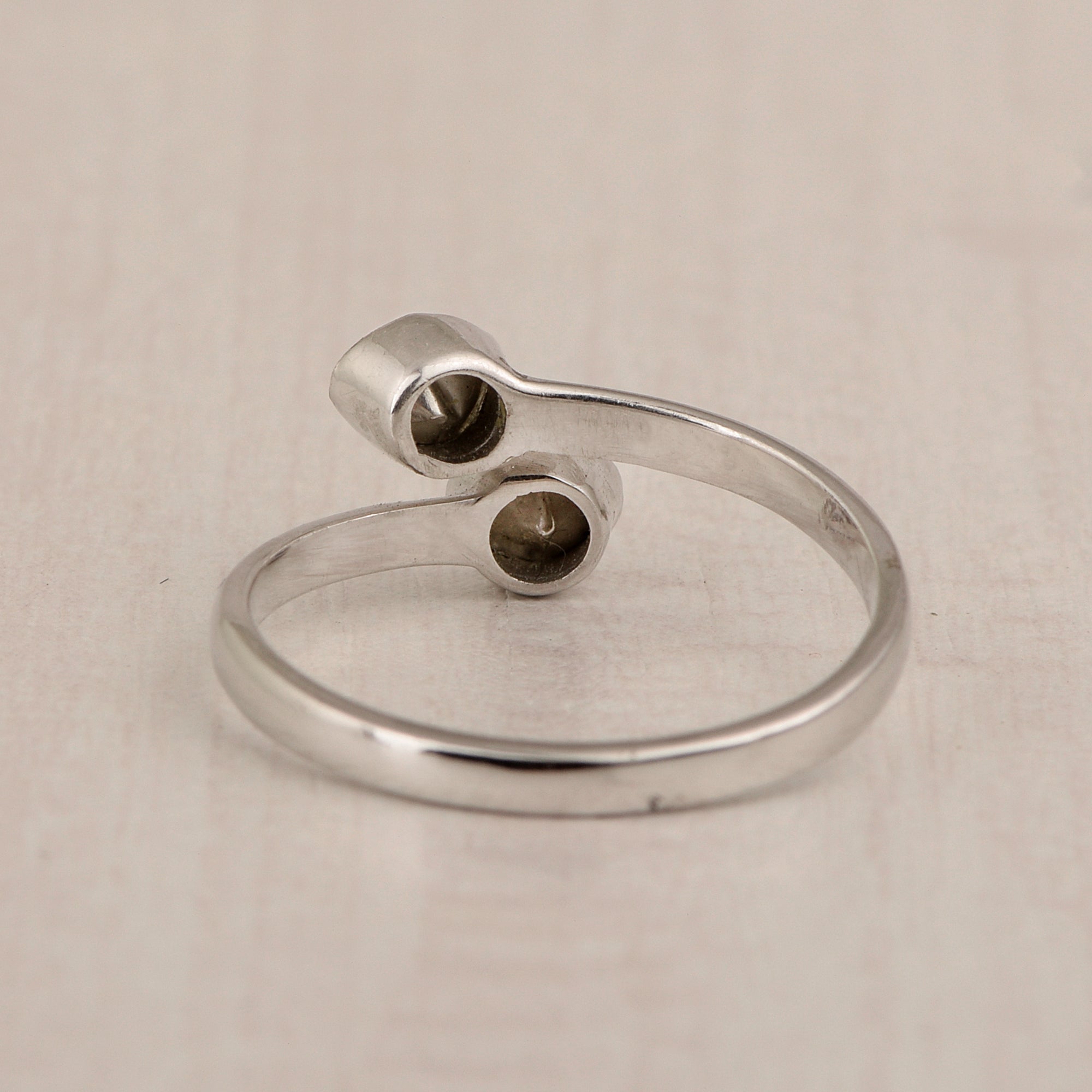 0.35 CTW Natural Slice Polki Diamond Bypass Women Ring 925 Sterling Silver