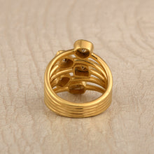 Load image into Gallery viewer, 1.00 CTW Natural Diamond Polki Multi Band Ring 925 Sterling Silver 14K Gold Plated
