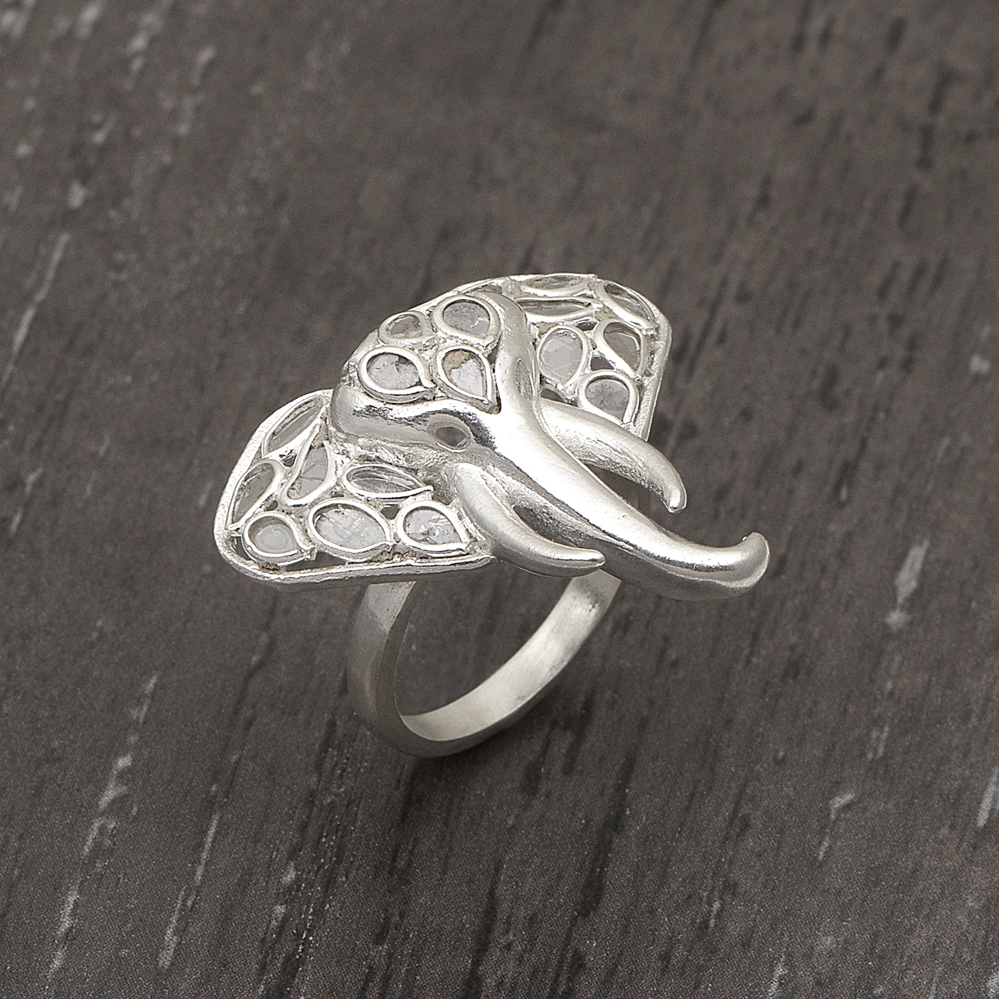 1.50 CTW Diamond Polki Elephant Ring