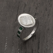 Load image into Gallery viewer, 0.70 CTW Diamond Polki Green Enamel Ring
