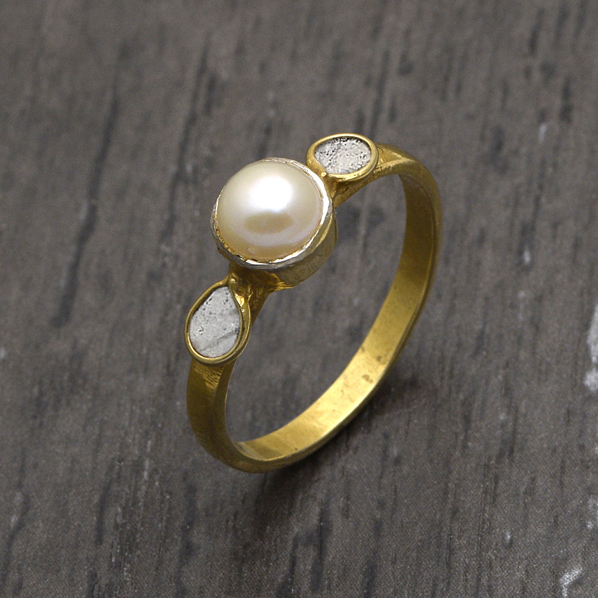 0.30 CTW Diamond Polki Pearl Ring