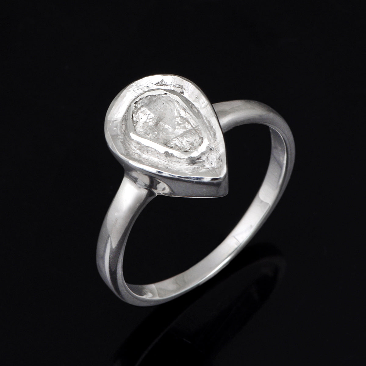 0.50 Ctw Polki Diamond 925 Sterling Silver Solitaire Ring