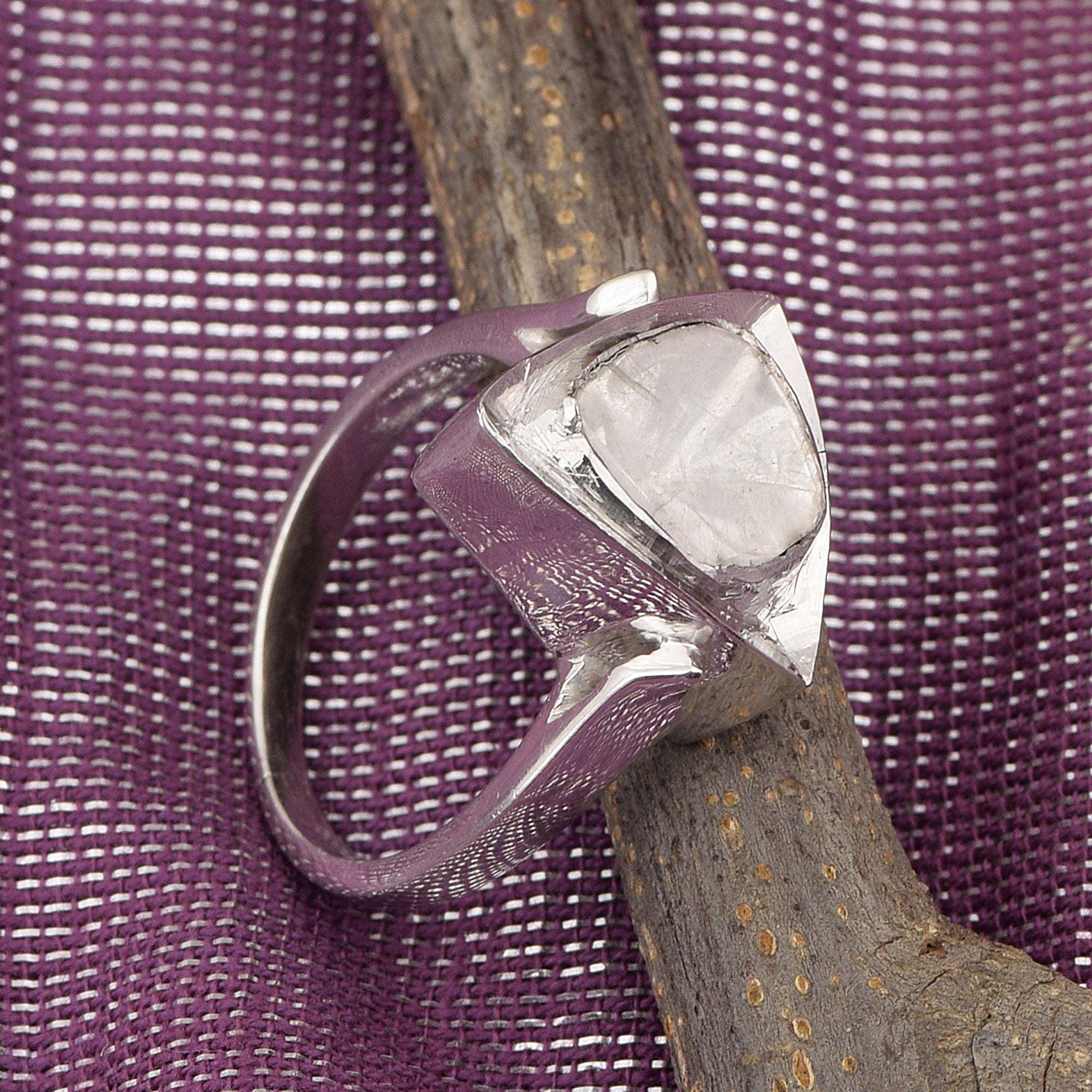 0.50 CTW Natural Diamond Polki Men Solitaire Triangular Ring