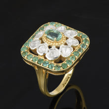 Load image into Gallery viewer, Diamond Polki Emerald Pendant Set
