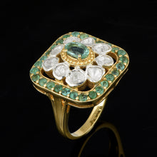 Load image into Gallery viewer, 0.50 CTW Natural Diamond Polki Emerald Cocktail Ring
