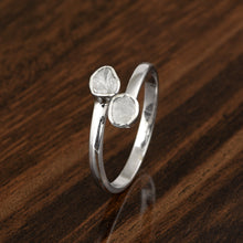 Load image into Gallery viewer, 0.35 CTW Natural Slice Polki Diamond Bypass Women Ring 925 Sterling Silver
