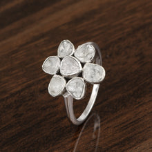 Load image into Gallery viewer, 0.50 CTW Polki Diamond Floral 925 Sterling Silver Ring
