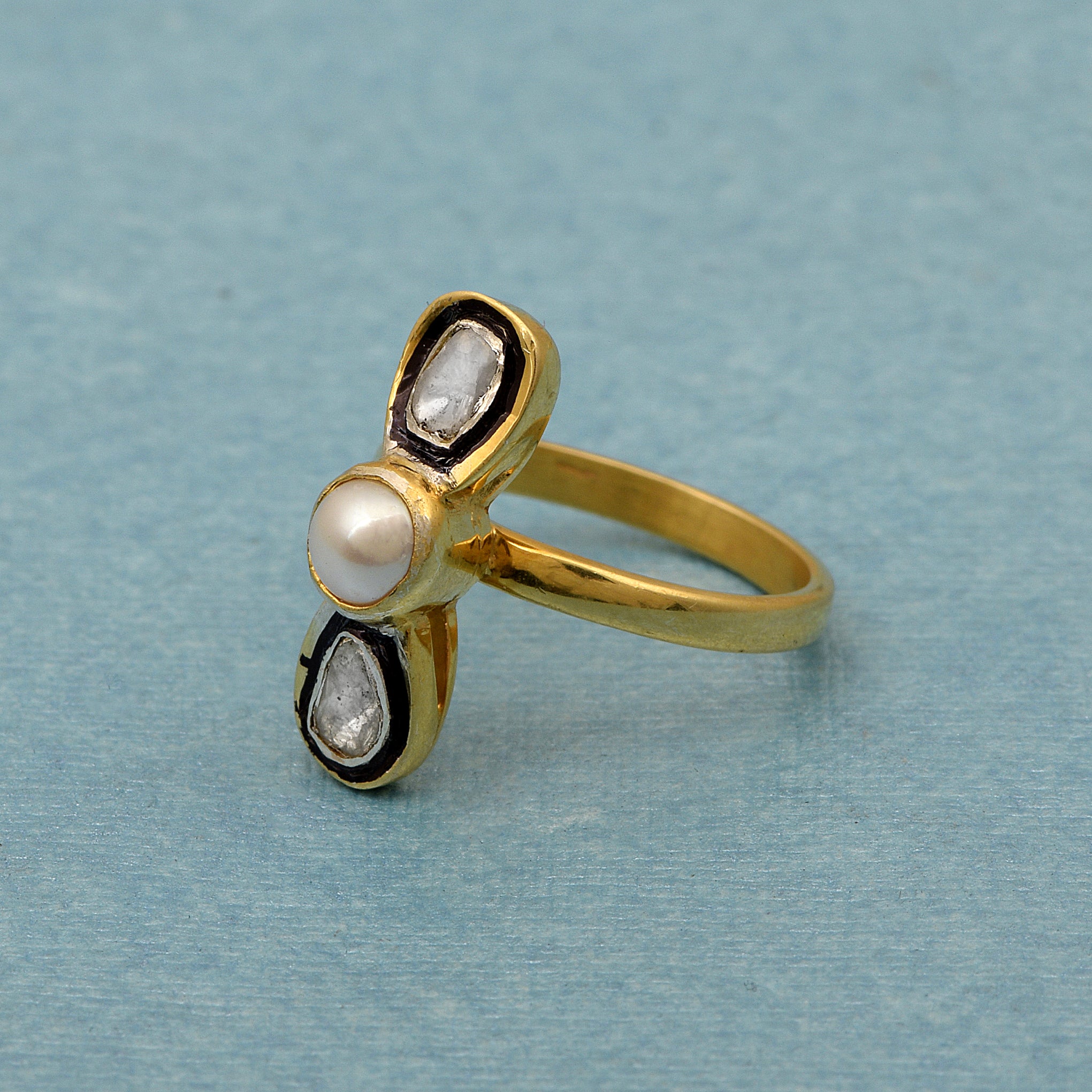 0.50 CTW Diamond Polki Pearl Ring