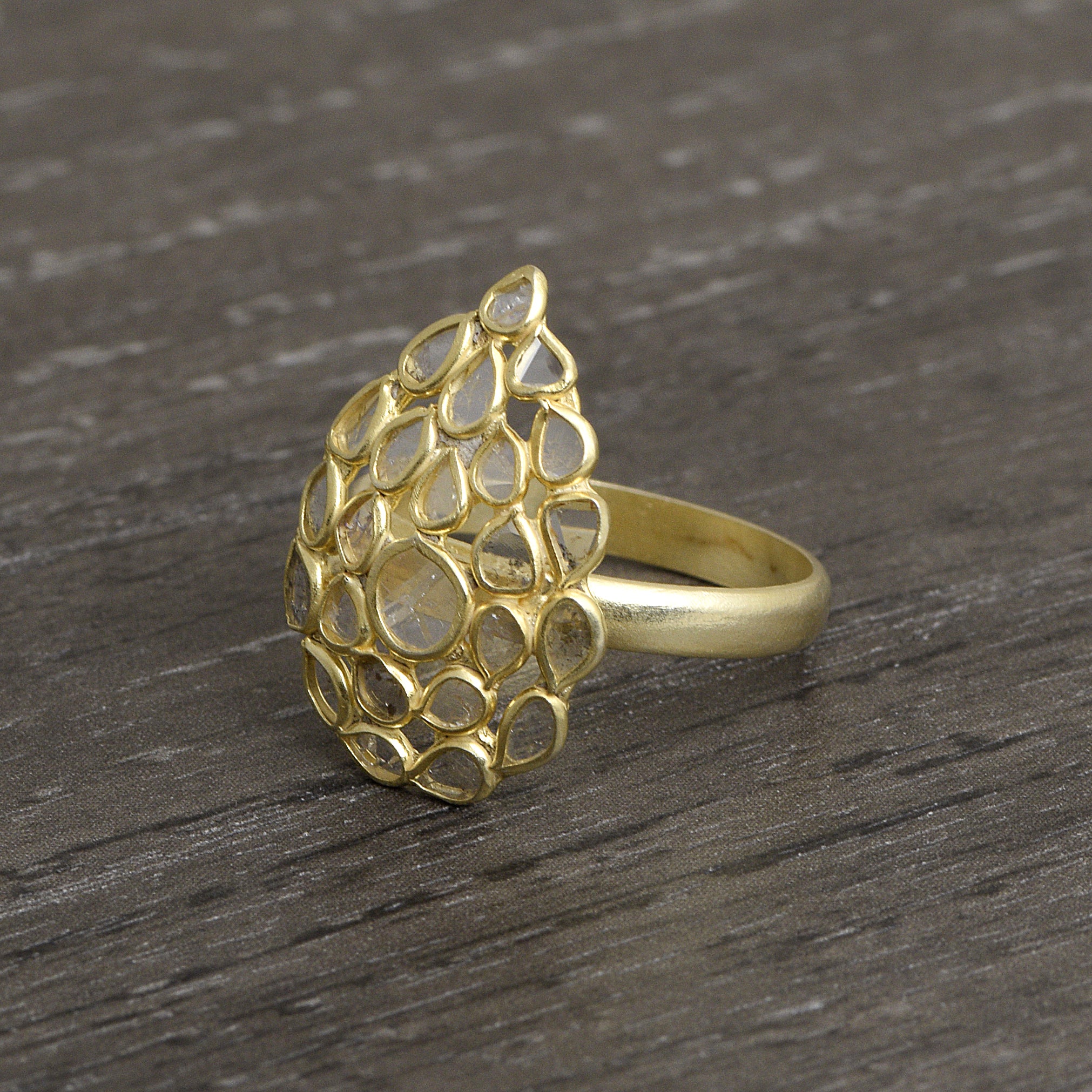 2.50 CTW Diamond Polki Cluster Ring