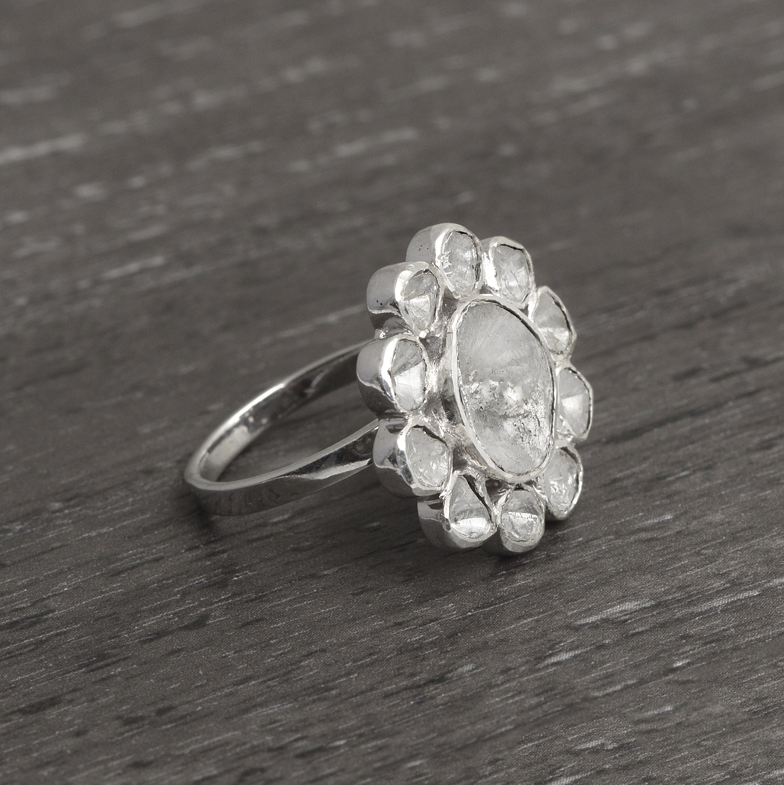 1.80 CTW Diamond Polki Traditional Floral Ring