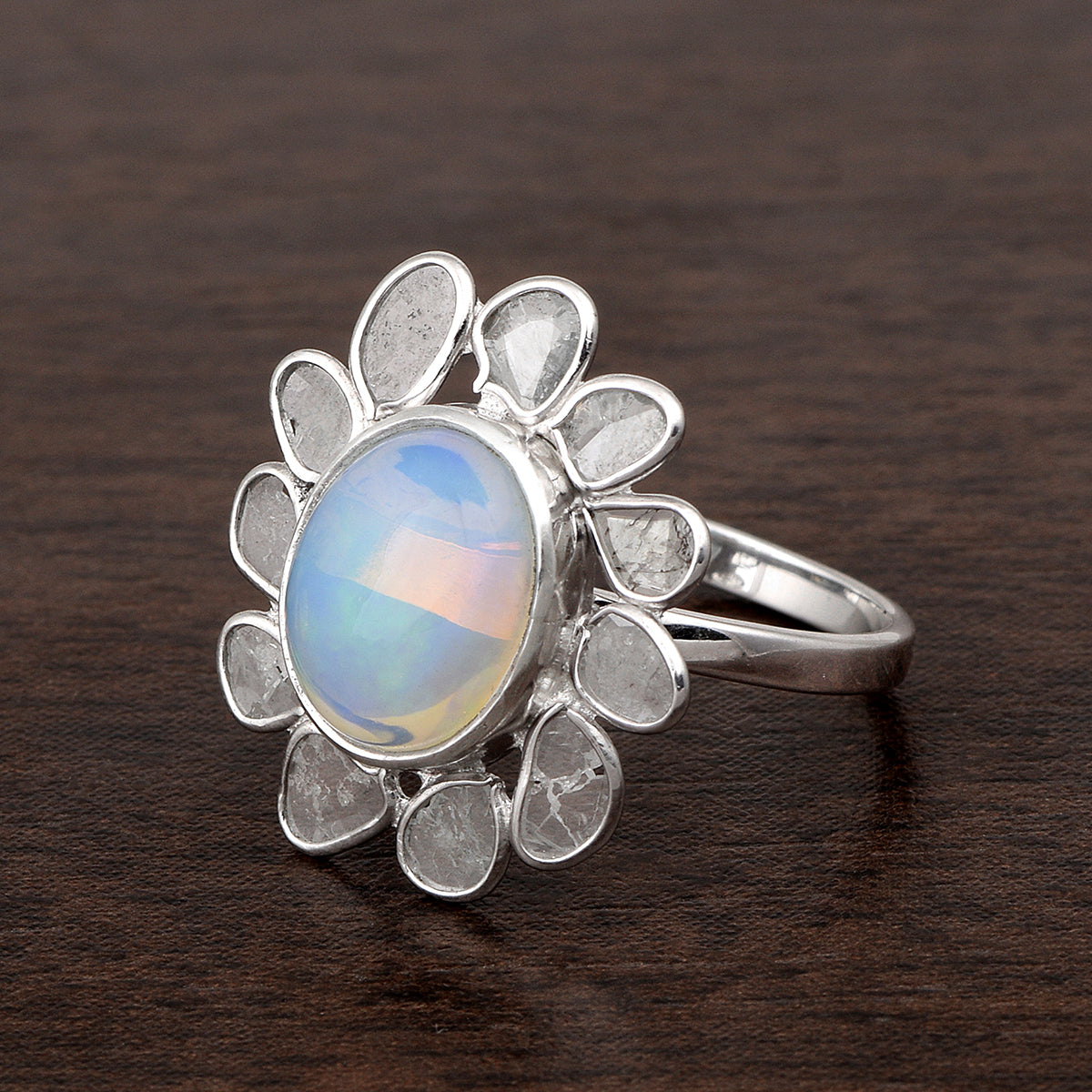 12X10 Oval Ethiopian Opal Cocktail Women Sterling Silver Ring