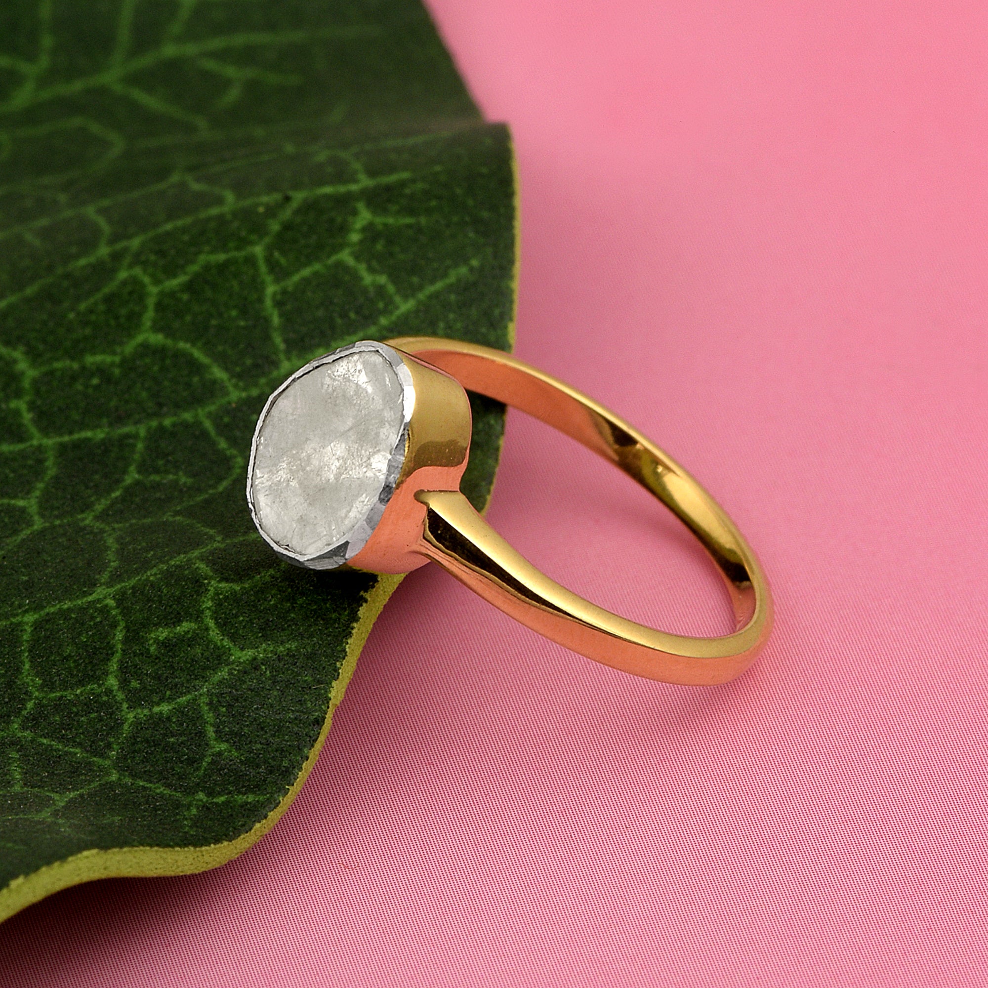 0.25 CTW Natural Diamond Polki Solitaire Handmade Women Ring