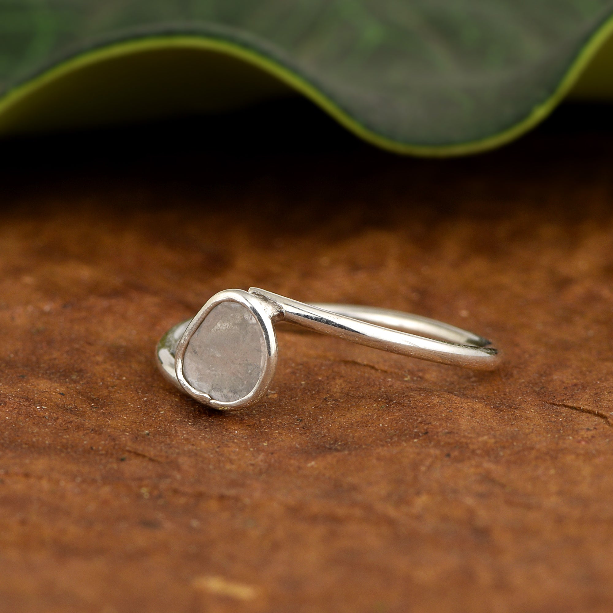 0.25 CTW Natural Slice Diamond Polki Tiny Ring 925 Sterling Silver