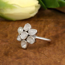 Load image into Gallery viewer, 0.50 CTW Polki Diamond Floral 925 Sterling Silver Ring
