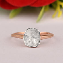 Load image into Gallery viewer, 0.35 CTW Natural Diamond Polki Solitaire Handmade Ring, 14K Rose Gold Plated
