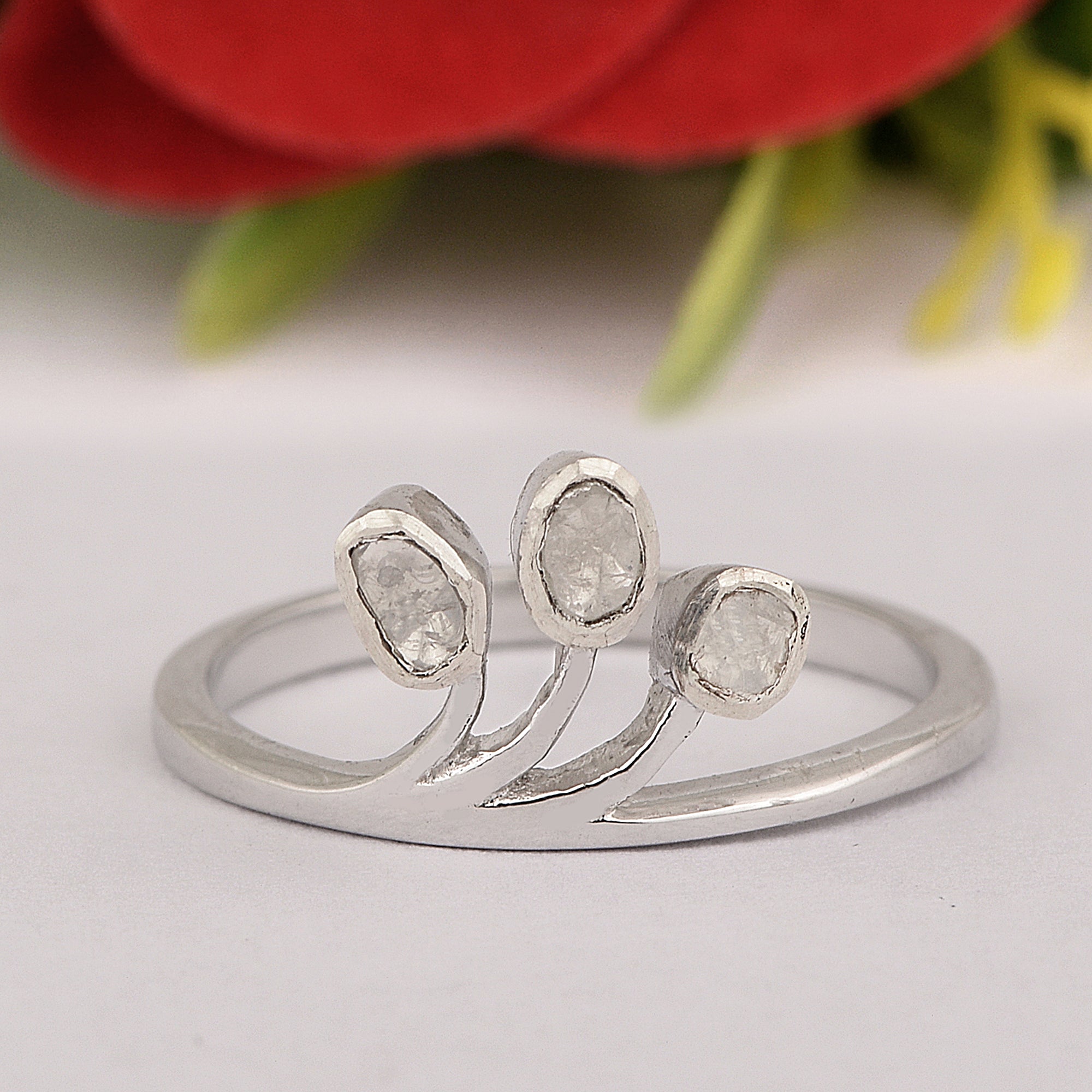 0.50 CTW Diamond Polki Tree of Life Elegant Ring