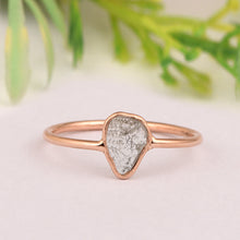 Load image into Gallery viewer, 925 Sterling Silver Asymmetric Shape 0.20 CTW Slice Diamond Polki Tiny Band Ring

