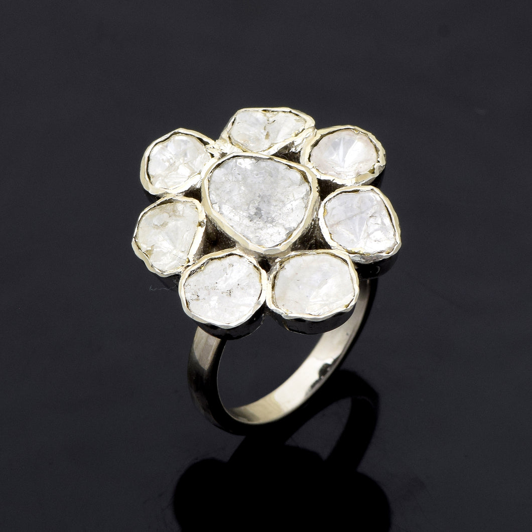 2 CTW Diamond Polki Floral Ring
