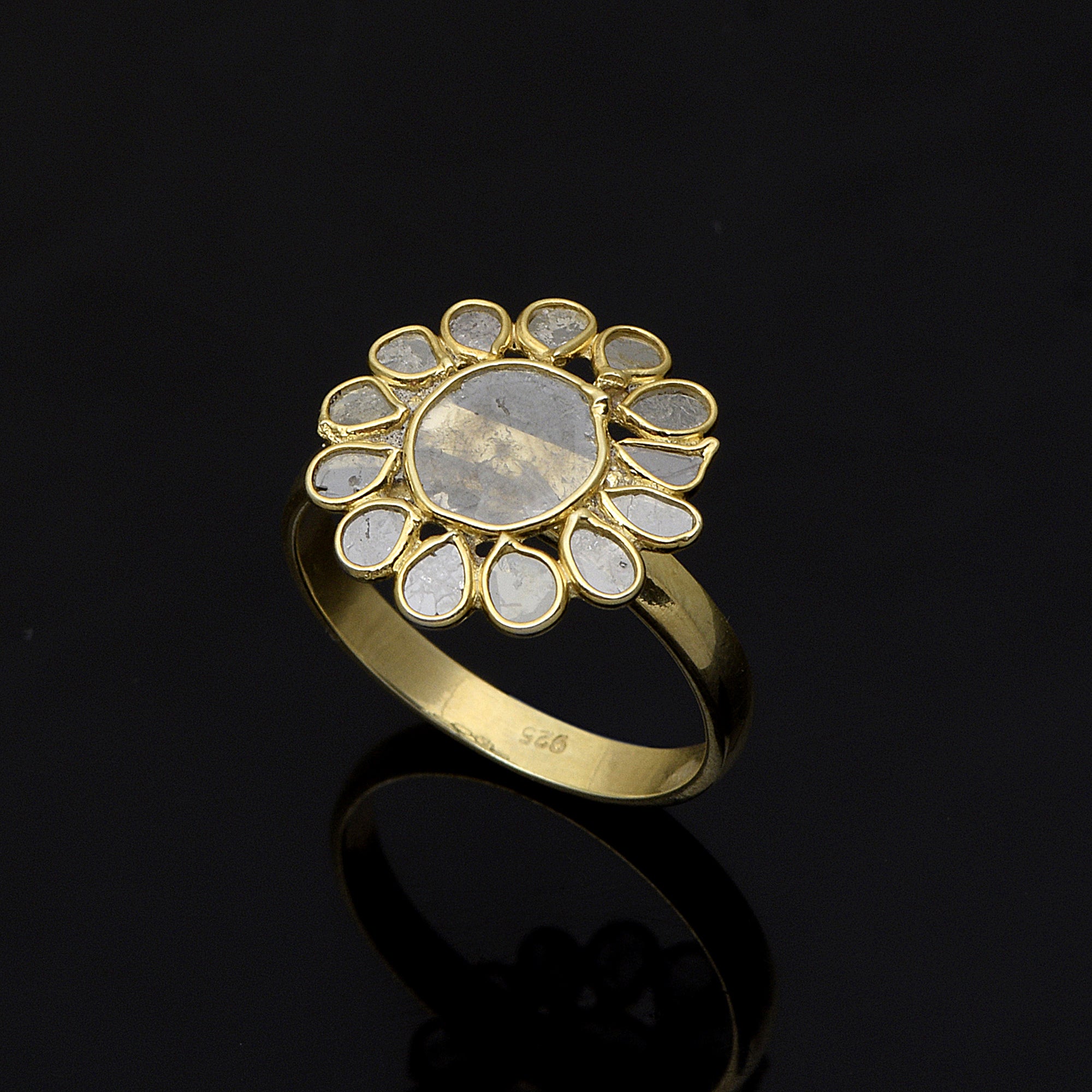 2.50 CTW Diamond Polki Floral Ring