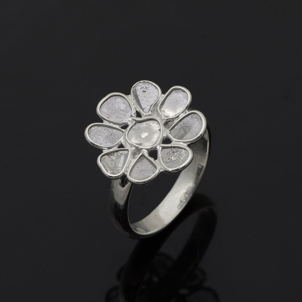 1.50 CTW Diamond Polki Floral Ring