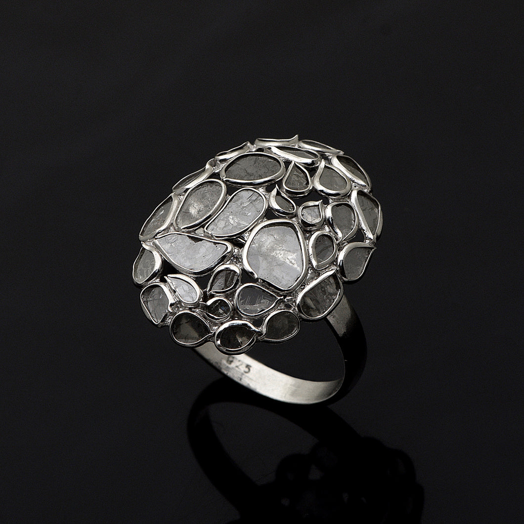 2 CTW Diamond Polki Cluster Ring