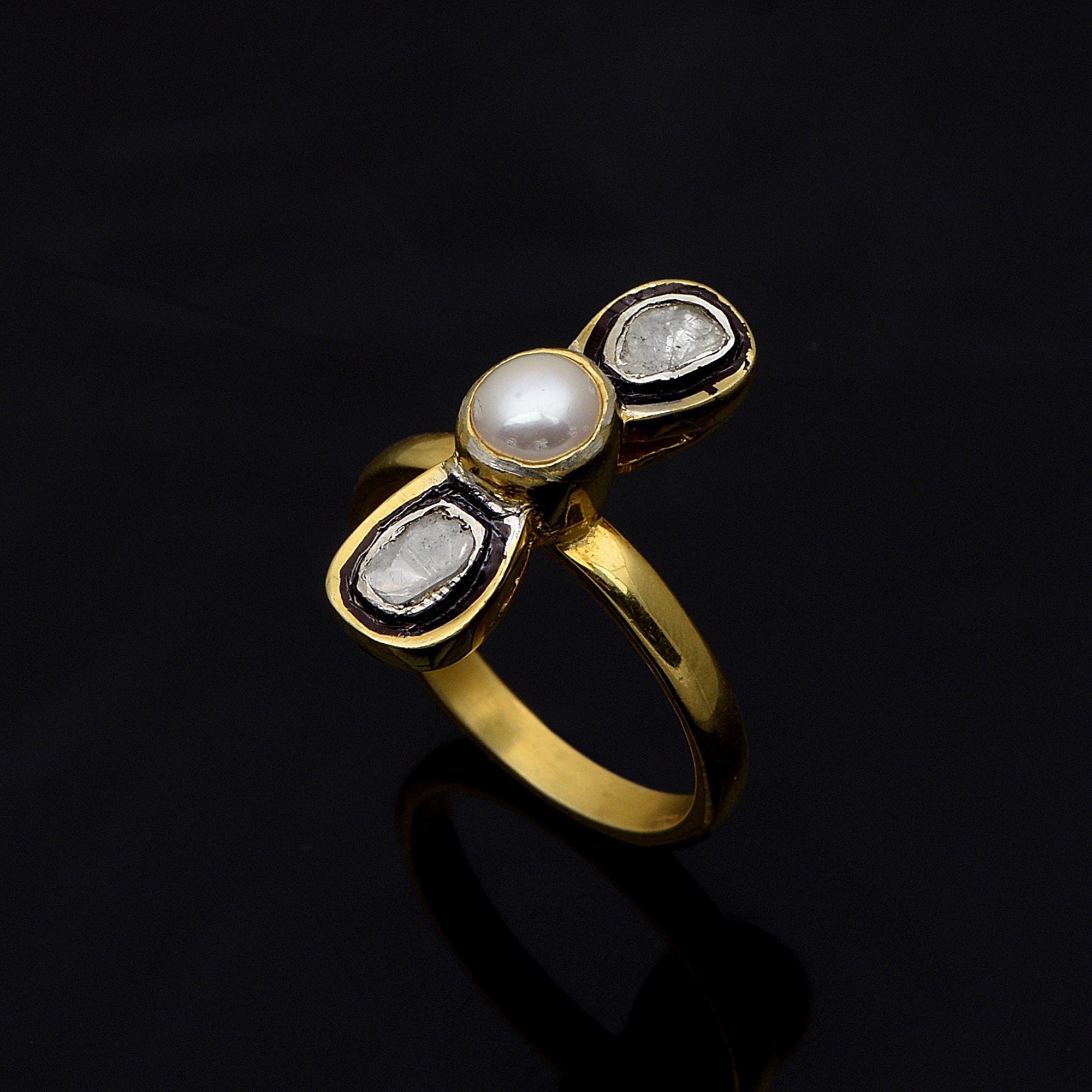 0.50 CTW Diamond Polki Pearl Ring