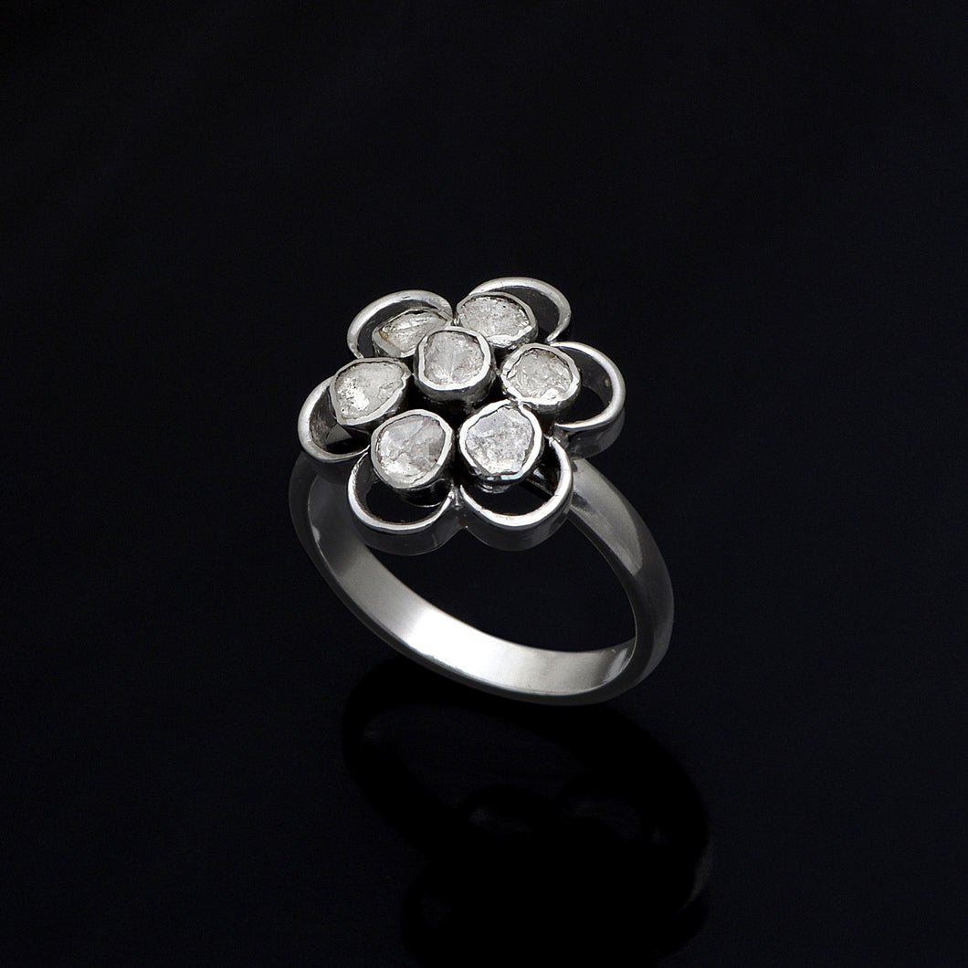0.70 CTW Diamond Polki Floral Ring