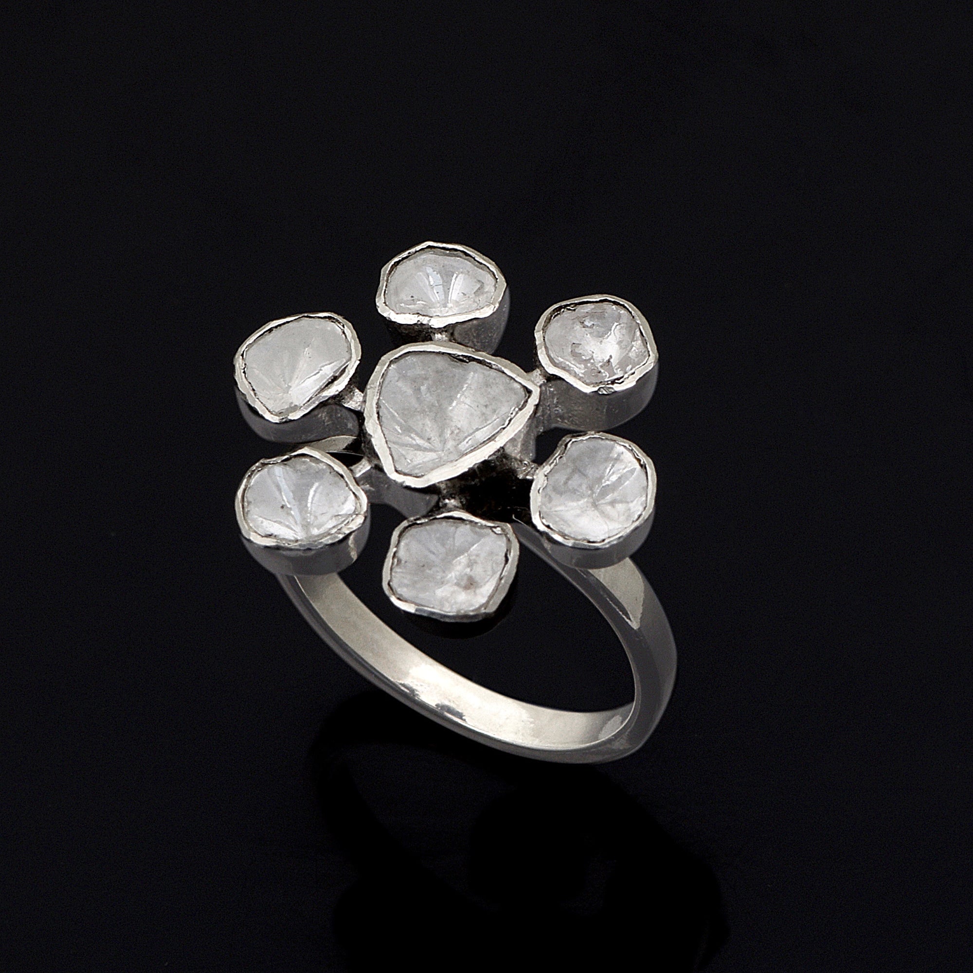 1.50 CTW Diamond Polki Floral Ring