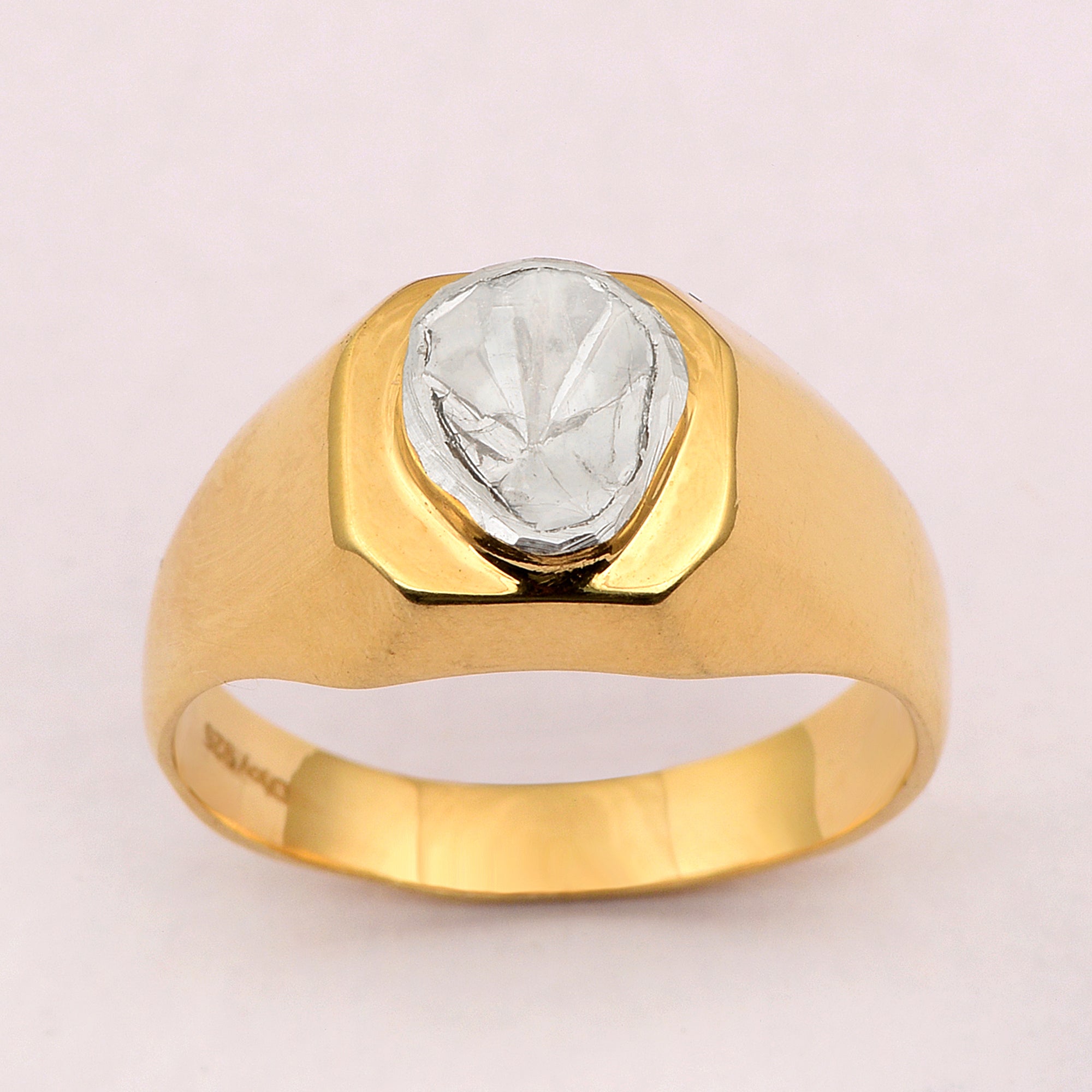 0.50 CTW Natural Diamond Polki Men Solitaire Ring 925 Sterling Silver