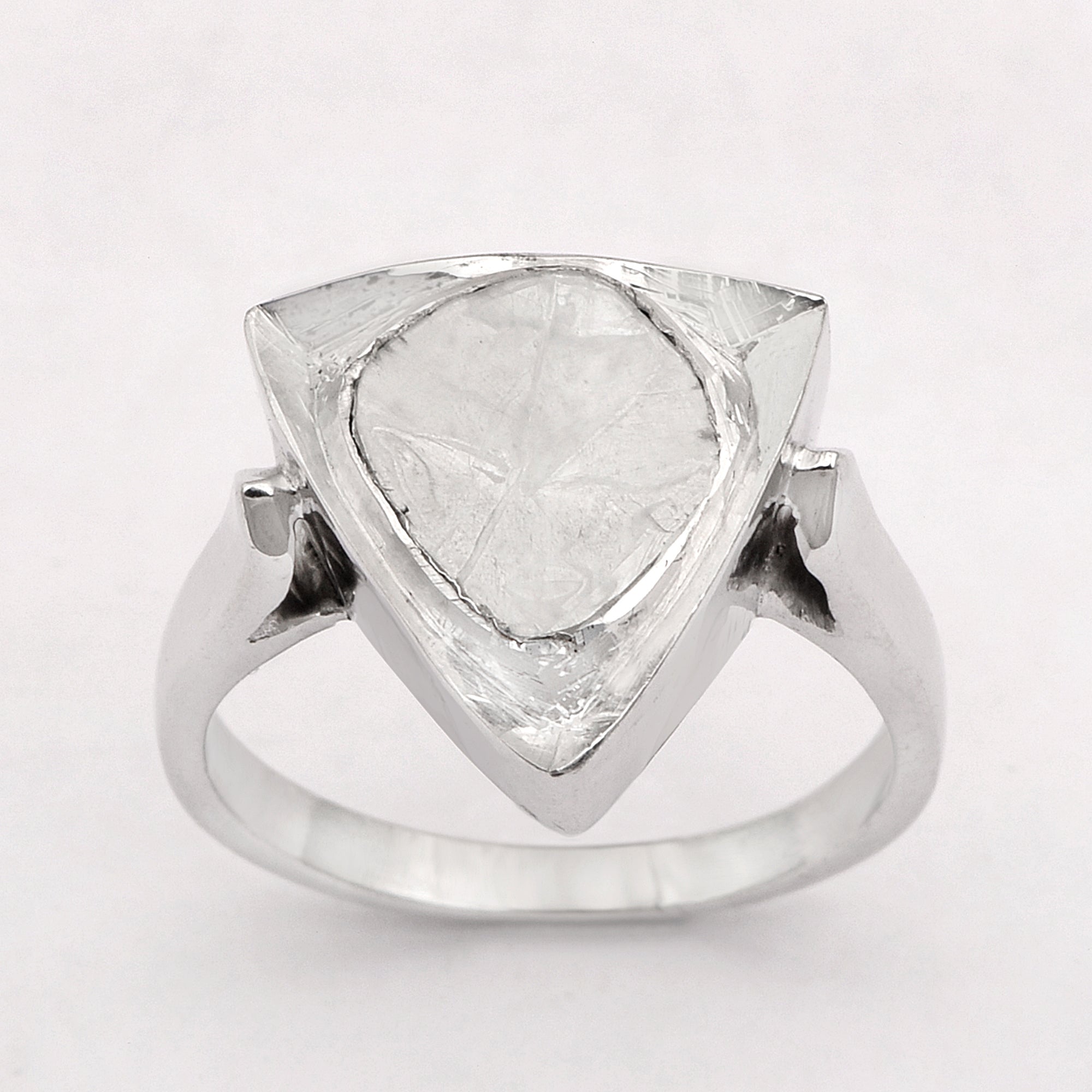 0.50 CTW Natural Diamond Polki Men Solitaire Triangular Ring