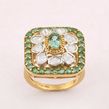 Load image into Gallery viewer, 0.50 CTW Natural Diamond Polki Emerald Cocktail Ring
