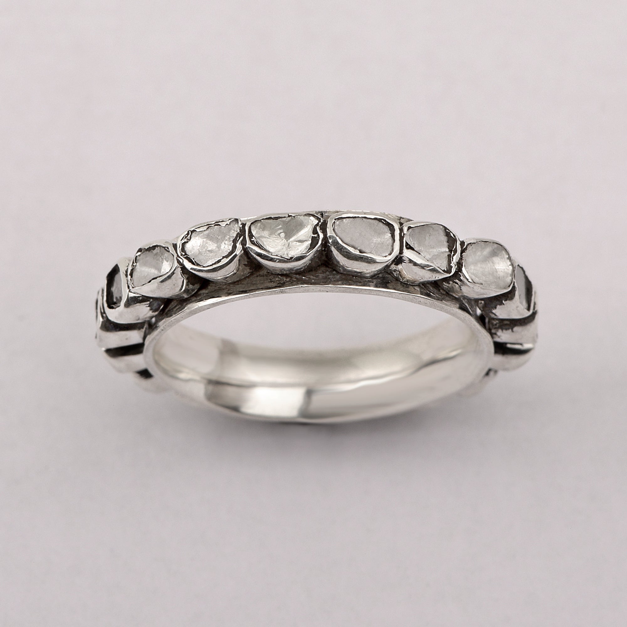 1.50 CTW Slice Polki Diamond Wedding Spinner Ring - Bezel Set Meditation Diamond Spinner Ring