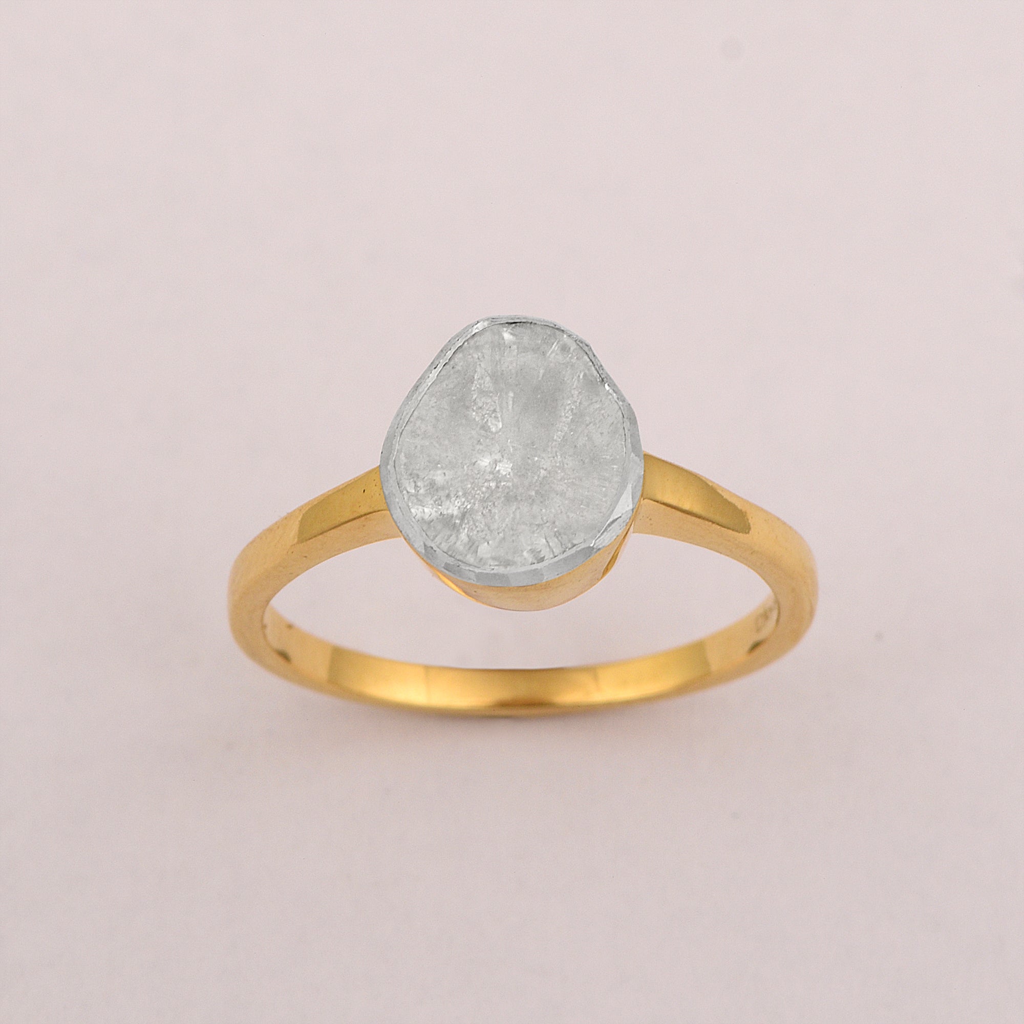 0.25 CTW Natural Diamond Polki Solitaire Handmade Women Ring