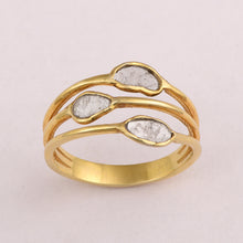 Load image into Gallery viewer, 0.50 CTW Natural Diamond Polki Three Stone Multi Band Ring

