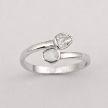 Load image into Gallery viewer, 0.35 CTW Natural Slice Polki Diamond Bypass Women Ring 925 Sterling Silver
