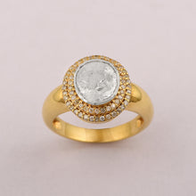 Load image into Gallery viewer, Artisan Crafted Polki Diamond Cocktail Ring in 14K Gold Vermeil 925 Sterling Silver 0.50 CTW
