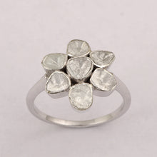 Load image into Gallery viewer, 0.50 CTW Polki Diamond Floral 925 Sterling Silver Ring
