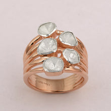 Load image into Gallery viewer, 1.00 CTW Natural Diamond Polki Multi Band Ring 925 Sterling Silver 14K Rose Gold Plated
