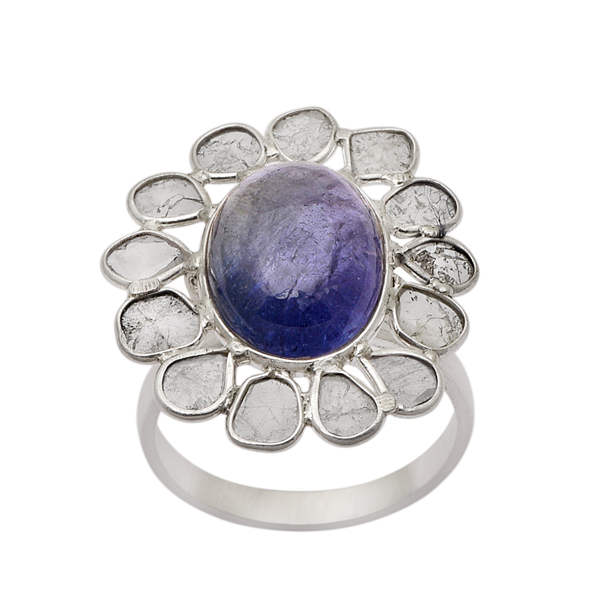 2.50 CTW Diamond Polki Tanzanite Ring