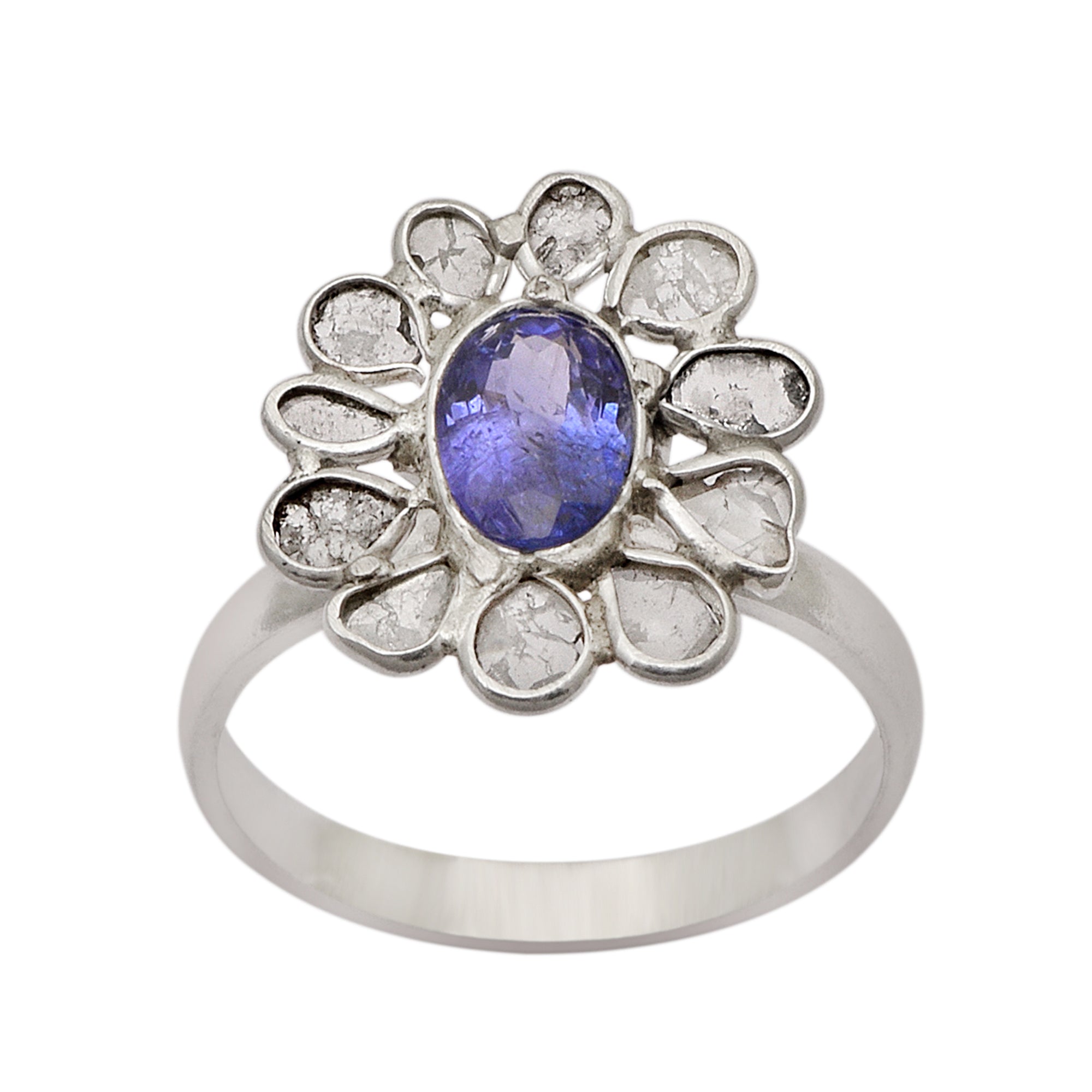 2 CTW Diamond Polki Tanzanite Ring