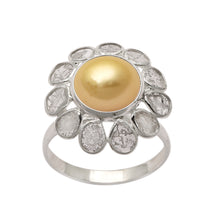 Load image into Gallery viewer, 2 CTW Diamond Polki Pearl Floral Ring
