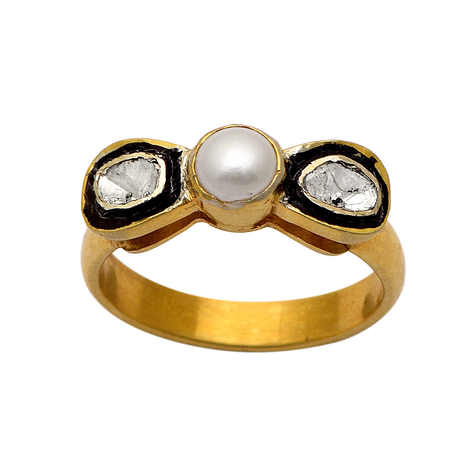 0.50 CTW Diamond Polki Pearl Ring