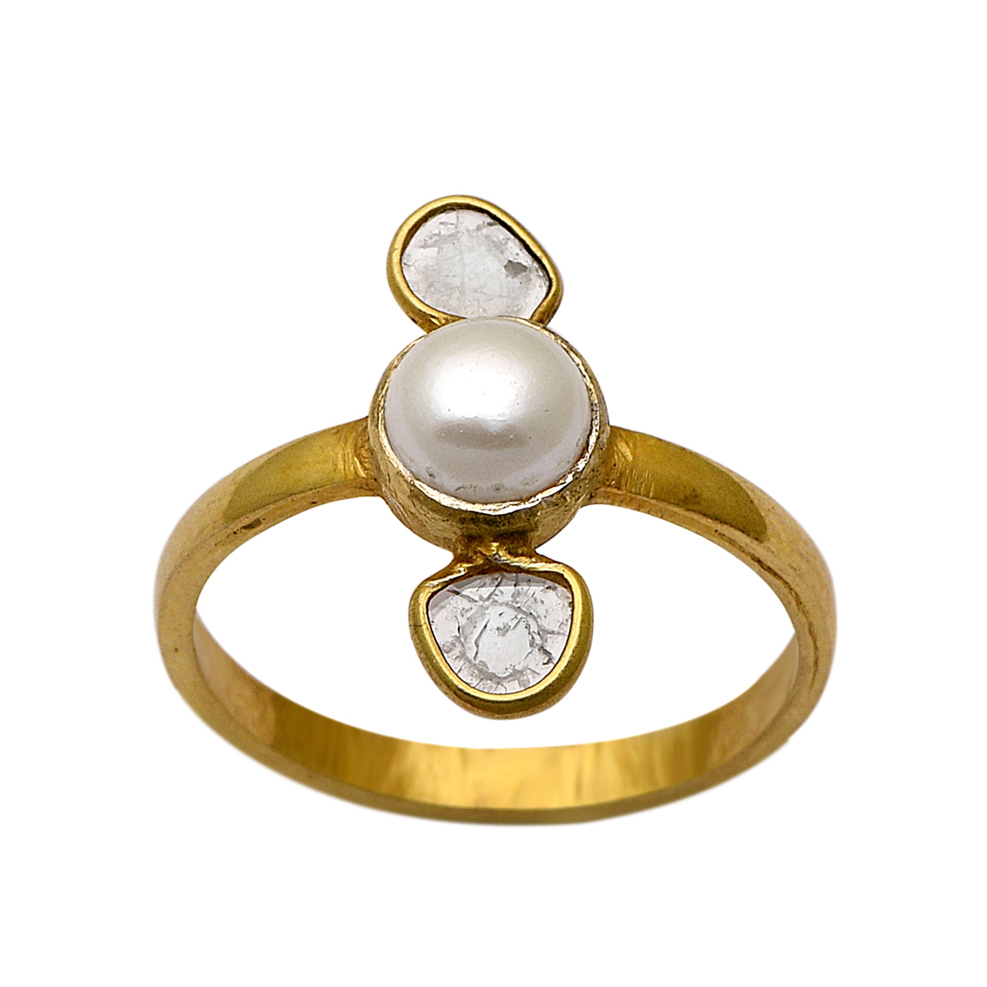 0.50 CTW Diamond Polki Pearl Ring