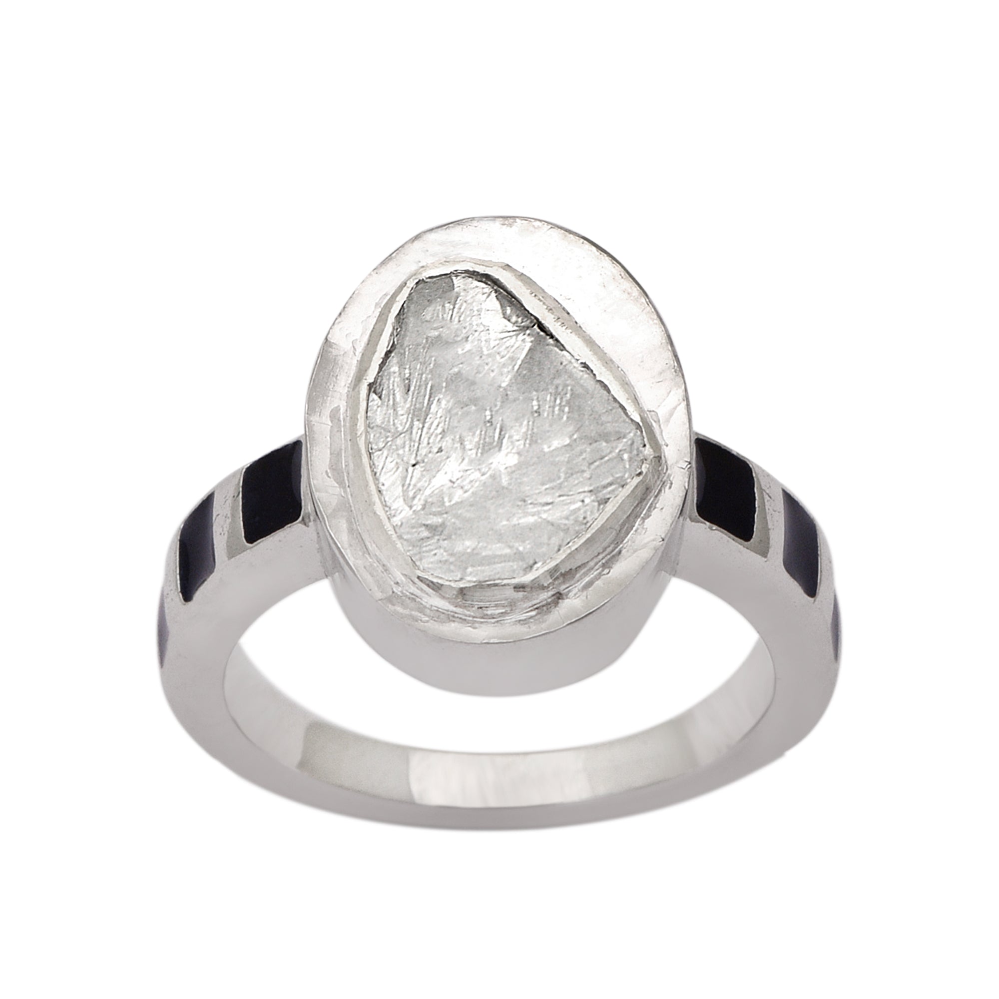 0.70 CTW Diamond Polki Blue Enamel Ring