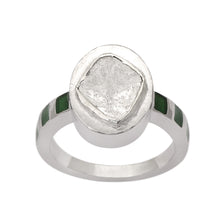 Load image into Gallery viewer, 0.70 CTW Diamond Polki Green Enamel Ring
