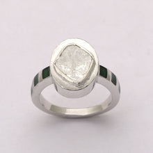 Load image into Gallery viewer, 0.70 CTW Diamond Polki Green Enamel Ring

