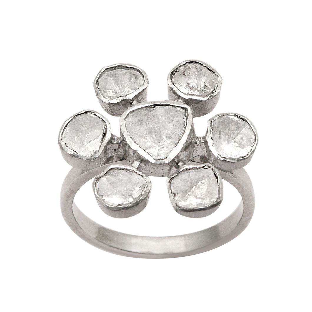 1.50 CTW Diamond Polki Floral Ring